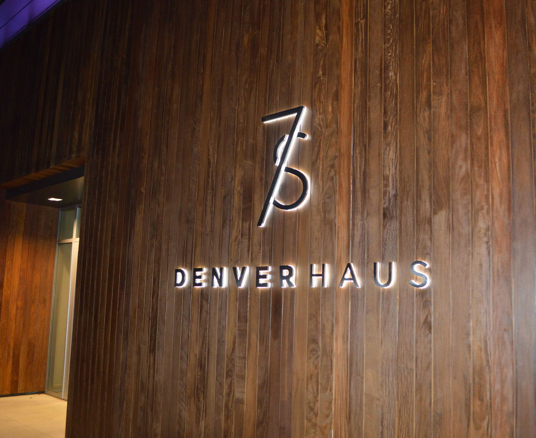 7S Denver Haus leasing sign illuminated