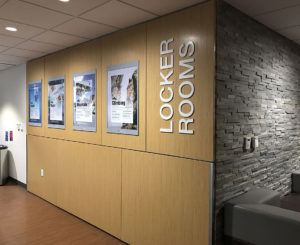 CU Boulder Rec Center locker room signage and frames