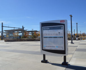 RTD Pena Station schedule monument sign