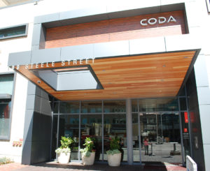 Coda Apartments entrance signage