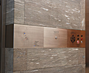 1601 Wewatta stainless steel elevator panel