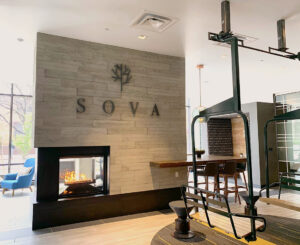 Sova on Grant leasing lobby letterset and chairlift deco