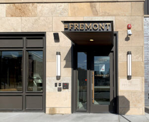 Exterior canopy letterset at the Fremont Residences
