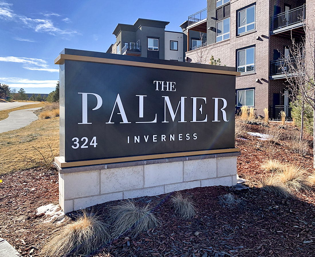 Monument sign at The Palmer
