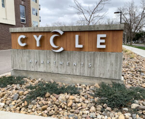 Cycle Apartments monument sign
