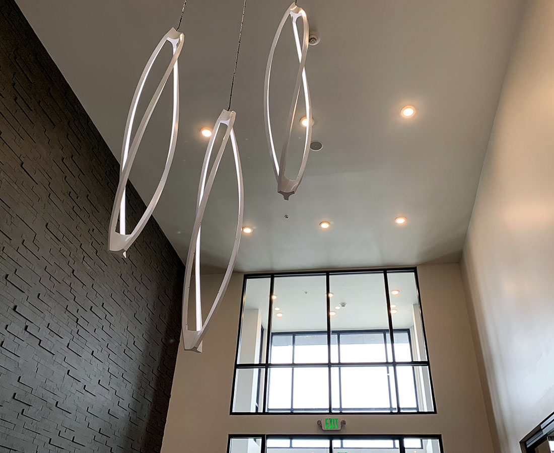 Cycle Apartments custom lighting leasing center