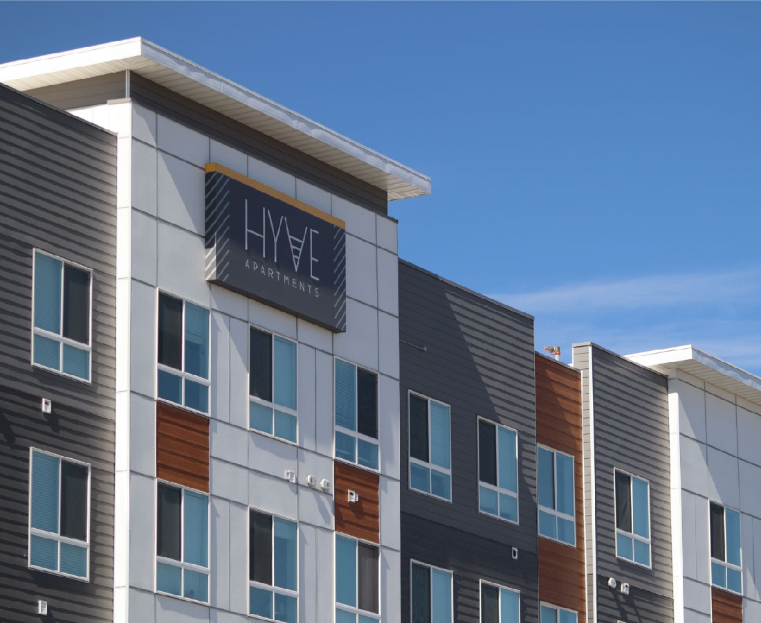 Hyve's east wall sign, enhancing its visual impact in Salt Lake City